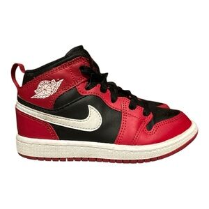 Nike Air Jordan 1 Mid Black Gym Red Shoes DQ8424 061 Youth Toddler Size 11c